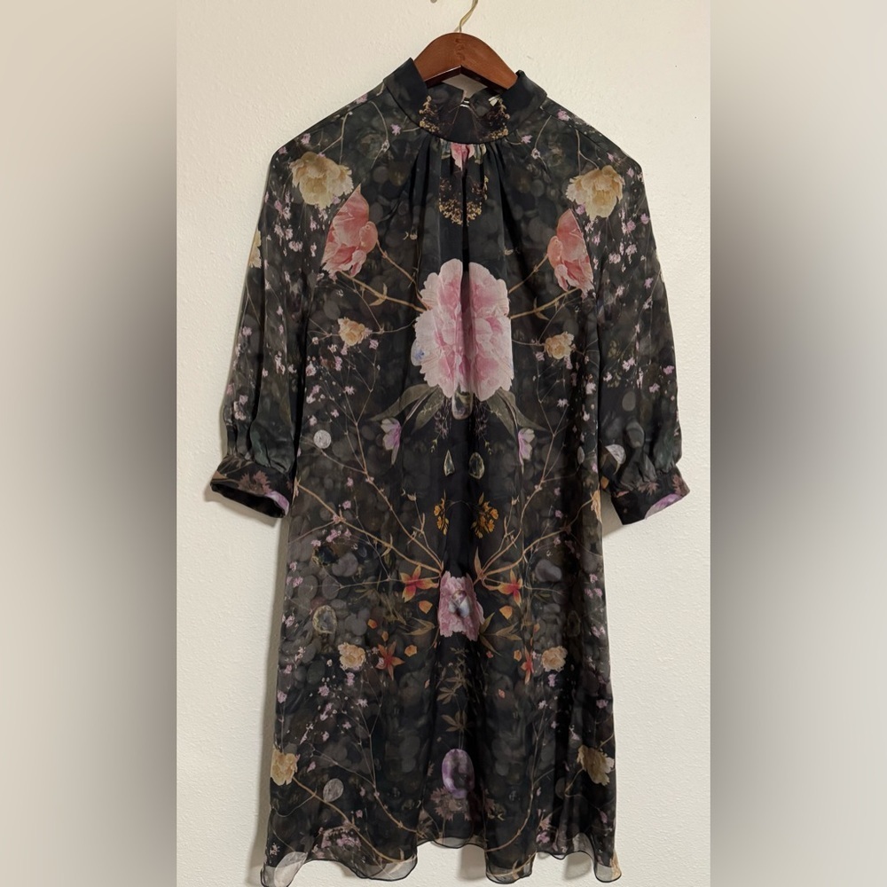 Stunning Vintage Jackie Palmer original sheer floral print dress.